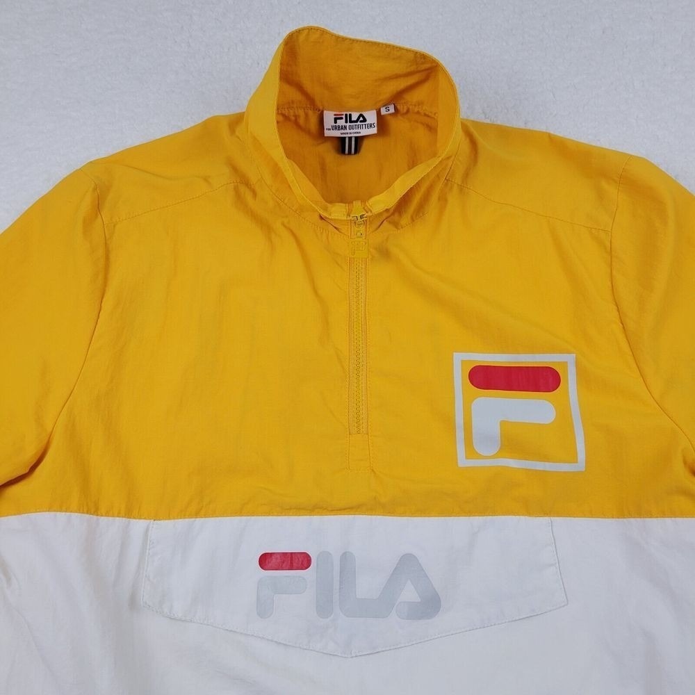 Fila Urban Outfitters Kensington Anorak Jacket Mens Small Yellow Windbreaker